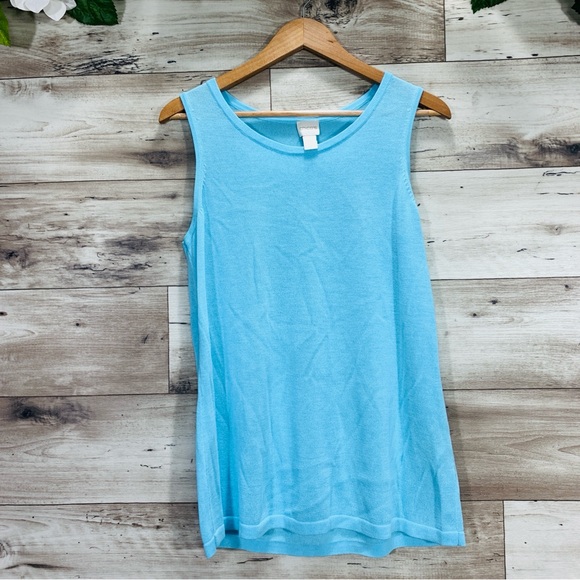 Chico's size 1 (M/8) blue knit tunic cardigan & top 2 piece set coastal lounge - Picture 8 of 16